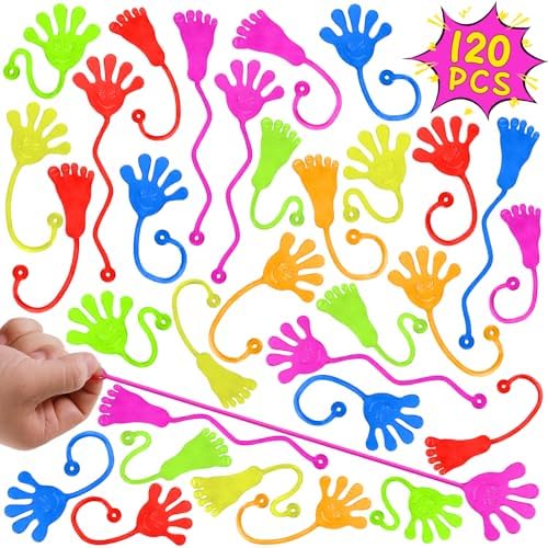 Sticky Hands Bulk 120 PCS Party Favors for Kids 4-8,8-12 Year Stretchy Sticky Hand Feet Goodie Bags Stuffers for Kids Treasure Box Toys for Classroom Small Mini Prizes Birthday Party Supplies