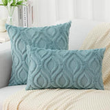 decorUhome Christmas Decorative Throw Pillow Covers 18x18, Soft Plush Faux Wool Couch Pillow Covers for Home, Set of 2, Aqua