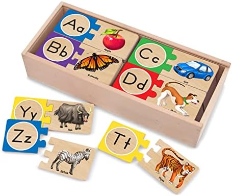 Melissa & Doug Self-Correcting Alphabet Wooden Puzzles With Storage Box (52 pcs)