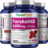 NusaPure Forskohlii 2100mg per Veggie Caps - 180 Capsules (Non-GMO, Gluten Free)