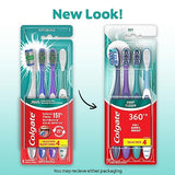 Colgate 360 Whole Mouth Toothbrush, Adult Soft Toothbrush With Tapered Bristles, Features Tongue Cleaner and Ergonomic Handle, Helps Whiten Teeth and Removes Bacteria, 4 Pack