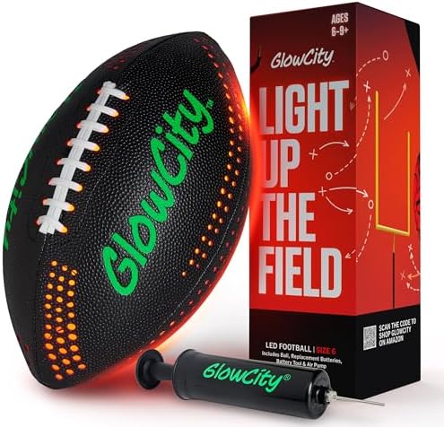 GlowCity Glow in The Dark Football - Light Up LED Ball - Perfect for Evening Play, Camping, and Beach Fun!