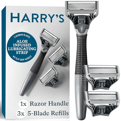 Harry's Shaving Kit for Men - Razor Handle and 3 Razor Blade Refill Cartridges - Charcoal