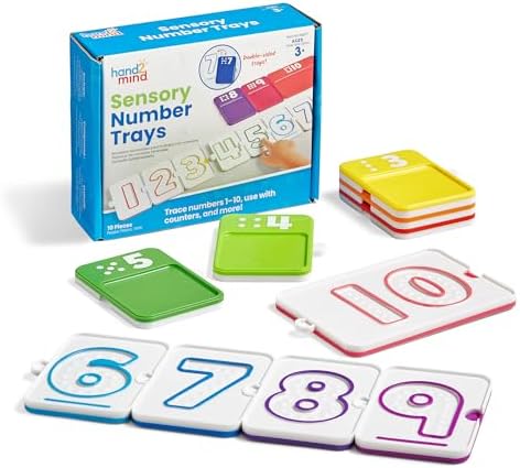 hand2mind Sensory Number Trays, Learning Numbers for Kids, Fine Motor Activities, Counting Toys for Sensory Seeking Kids, Texture Toys, Pre-Writing Skills for Toddlers, Montessori Math Materials