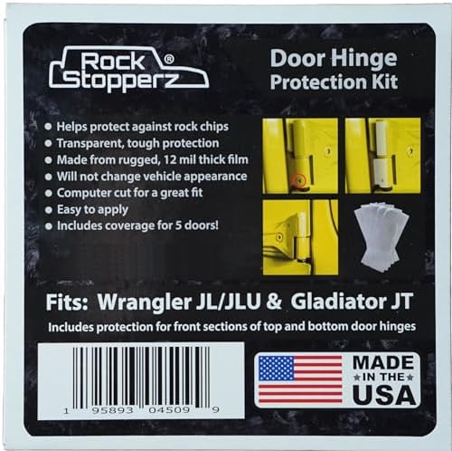 Door Hinge Protection Kit - Compatible with Jeep Wrangler JL/JLU/Gladiator - 2 or 4 Door (2019 - Current. Coverage for 5 Doors Total)
