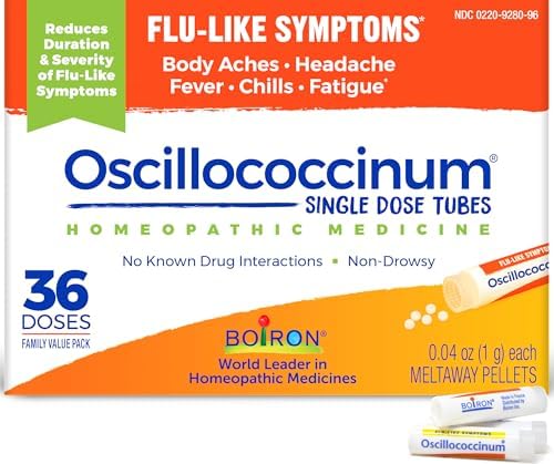 Boiron Oscillococcinum Homeopathic Medicine for flu-Like Symptoms, White, 36 Count