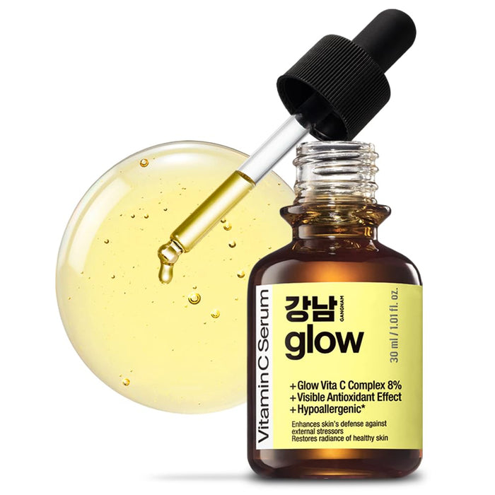 GANGNAM GLOW Vitamin C Serum 1.01 fl oz - Mothers Day Gifts for Mom I Korean Skin Care I Vitamin E & Hyaluronic Acid Serum for Face I Face Moisturizer for Women I Vitamin C Face Serum