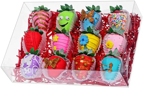 20PCS 10x7x2 inches Clear Bakery Boxes Strawberry Boxes Cookie Boxes Macaron Boxes Gift Boxes Treat Boxes for Party Favors