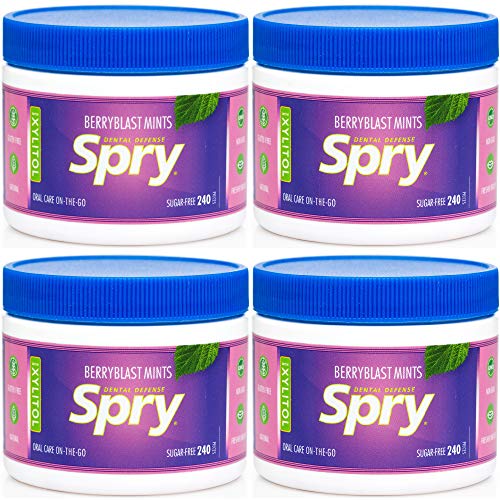 Spry Xylitol Berry Blast Mints Sugar Free Candy - Breath Mints That Promote Oral Health, Dry Mouth Mints That Increase Saliva Production, Stop Bad Breath, 240 Count (Pack of 4)