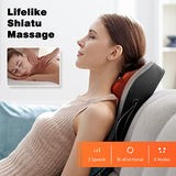 Shiatsu Neck and Back Massager with Heat, Massagers for Neck and Back, Massage Pillow for Lower Back,Neck,Shoulder,Legs,Foot,Body Muscle Pain Relief, Relax at Home Car Office, Gift for Women Men