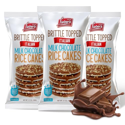 LIEBERS Thin Chocolate Rice Cakes, Kosher Certified Dairy and Dairy Free Options, Gluten Free Snack Pack Of 3 (Brittle Topped Milk Chocolate)