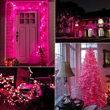 Pink Mini Christmas Lights - 39 Feet 100 LED Fairy String Lights with 8 Lighting Modes Waterproof Connectable for Indoor Outdoor Xmas Tree Garland Wreath Holiday Valentine's Day Decoration