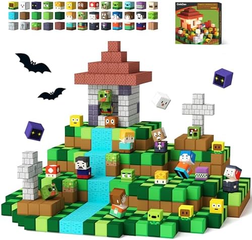 GobiDex 100PCS Magnetic Blocks Game-Based Kid Building Toys for Boys Girls 3+, Build MagWonder World with Zomblock Magnets Cubes, Upgraded STEM Game Sensory Gift for Easter Birthday