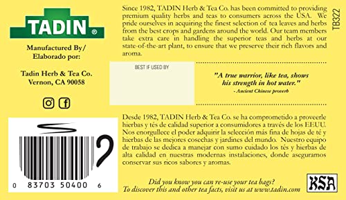 Tadin Lemongrass Herbal Tea, Caffeine Free, 24 Tea Bags Per Box, Pack of 6 Boxes Total