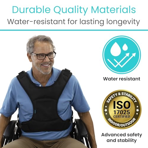 Vive Wheelchair Harness for Adults - Wheelchair Seat Belt - Safety Belt for Elderly - Torso Support Vest Restraint - Wheelchair Seatbelt Body Harness for Disabled - Adjustable Straps Prevent Sliding