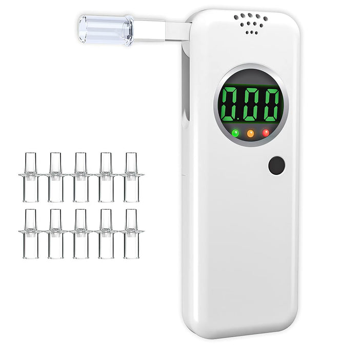 Breathalyzer,Figollty High-Accuracy Professional Alcohol Tester for Personal Use, LCD Digital Display Alcohol Tester with 10 Mouthpieces