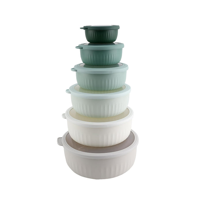 COOK WITH COLOR Prep Bowls with Lids- Wide and Deep Nesting Plastic Small Mixing Bowl Set with Lids, 12 Piece Set - Wide Bowls, Green