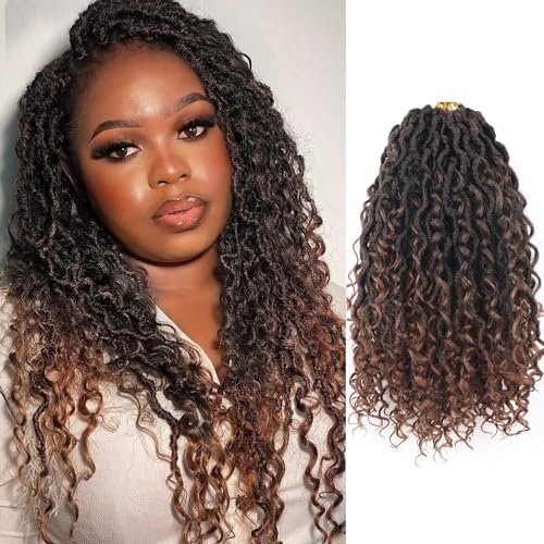 Goddess Locs Crochet Hair 14 Inch, 7 Packs Pre Looped Bohemian Faux Locs Crochet Hair For Black Women, Boho Style Synthetic Crochet Locs Braids (14 Inch, 7 Packs, T1B30)