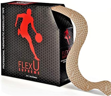 FlexU Kinesiology Tape Bulk Pack; Therapeutic Recovery Tape; Hypoallergenic, Long-Lasting; Reduces Risk of Sports Injuries, Alleviates Pain; Promotes Fast Recovery; Pro Grade