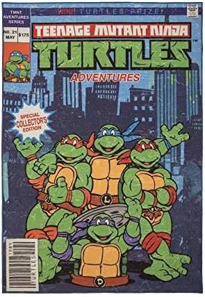 Gertmenian Nickelodeon Teenage Mutant Ninja Turtles Licensed Indoor Kids Area Rug - 5x7 Standard, Nonslip, Ideal for ‎Living Room, Bedroom, Game Room, Classroom, or Playroom - Comic Book, Blue, 21277