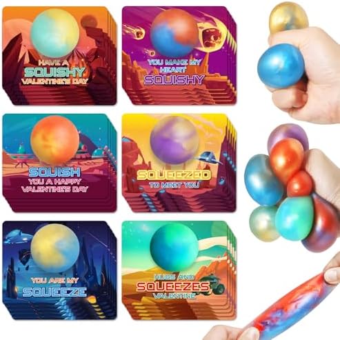 SpringFlower Valentine's Day Card With 24pcs Slime Ball Kits, Valentine's Gifts Exchange for School, Valentine Day Gifts Bulk, Valentine Party Favor for Kids, School Classroom Valentine's Prizes