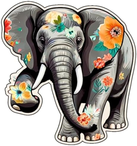 QUONDAM - STICKER 3 PC 3'' Elephant Sticker - Wild Animal Stickers - Cute Animal Artwork Stickers for Cars, laptops, Water Bottles, Skateboards, Gifts for Lovers, for Friends and Your Baby.