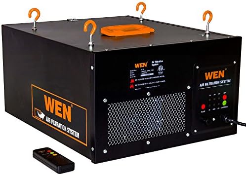 WEN 3410 3-Speed Remote-Controlled Air Filtration System (300/350/400 CFM), Basic w/ RF Remote (400 CFM) , Black