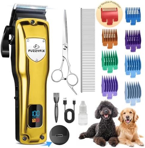 Dog Clippers for Grooming for Thick Heavy Coats, Professional Pet Grooming Clippers Supplies Kit Low Noise Rechargeable Stainless Steel Hair Trimmers with Ceramic Blade for Dogs Cats Animals