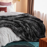 Bedsure Soft Tie Dye Black Throw Blanket for Couch, Fluffy Fuzzy Blankets & Throws for Bed, Sofa, Cozy Plush Sherpa Fleece Faux Fur Blanket, Thick Warm Christmas Blanket Gifts for Women, Men, 50x60