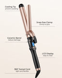 1 1/4 Inch Extra Long Barrel Curling Iron, Ceramic Tourmaline Curling Wand Professional Dual Voltage
