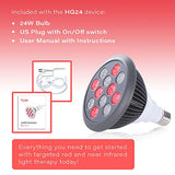 Red Light Therapy Device Red Near Infrared 660nm 850nm. 12 LEDs. High Irradiance for Skin Health, Pain Relief, Anti Aging, Muscle Recovery, Performance, Energy. Handheld, Power Cord Included. HG24.