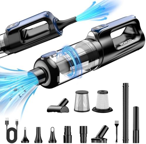 Car Vacuum Portable Cordless, 18000Pa 2 in 1 Vacuum Cleaner&Air Duster, 130W Brushless Motor Handheld Vacuum Cordless with 7800mAh Battery, LED Light, Multi-Nozzles for Car, Home, Office, Pet
