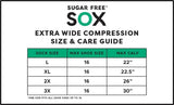 Sugar Free Sox Extra Wide Mens Compression Socks Fits Any Size Calf Premium Cushioned Footbed 15-20 mmHg (1 Pair, 3X, Black)