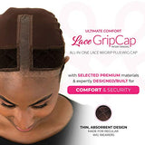 MILANO COLLECTION Lace Wig Grip Cap for Women, Adjustable Wig Cap with Headband, Non-Slip Wig Gripper to Keep Wigs Lace Front In Place, Chocolate Brown