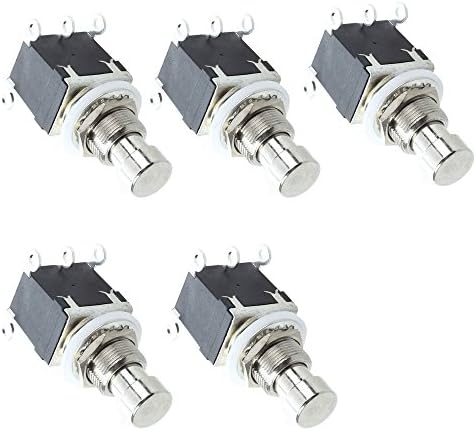 ESUPPORT 6Pin DPDT Momentary Stomp Foot Switch Pedal Guitar Push Button Metal True Bypass AC 250V/2A 125V/4A Pack of 5