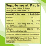 Spring Valley Calcium 600mg Plus Vitamin D3 Dietary Supplement, 150 Mini Softgels (1 Pack) Small Calcium Carbonate Softgels Bundle with Exclusive Vitamins & Minerals - A to Z - Better Idea Guide