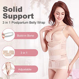 3 In 1 Postpartum Belly Band Wrap - Abdominal Binder Post Surgery C Section Compression Girdle Belt - After Birth Recovery Support - Postnatal Pelvis Waist Trainer Slimming Shapewear Body Shaper