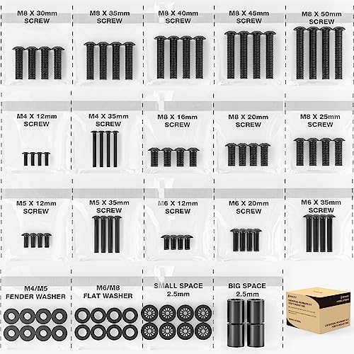 TV Mount Screws Universal TV Installation Hardware Kit Includes M4 M5 M6 M8 TV Sets Screws and Spacers for Samsung, Vizio, LG, TCL, Sony, Sharp, Philips, Panasonic & More Up to 100" HTA001
