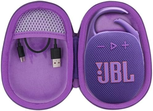 co2CREA Hard Carrying Case Replacement for JBL Clip 5 Waterproof Portable Mini Speaker (Purple Case)