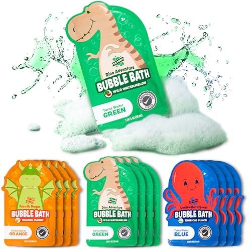 Tub Works® Magical Kids Bubble Bath, Variety 12 Pack | Creates Colorful Bath Water & Tons of Bath Bubbles | Nontoxic | Character-Themed Bubble Bath for Kids Bath | Green, Blue & Orange Bath Colors