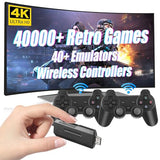 Wireless Retro Game Console, 64G Game Console Built in 40,000 Games, 40+ Emulators, Dual Wireless Controllers, Plug & Play Video Game Consoles, 4K HDMI Nostalgia Stick Game for TV