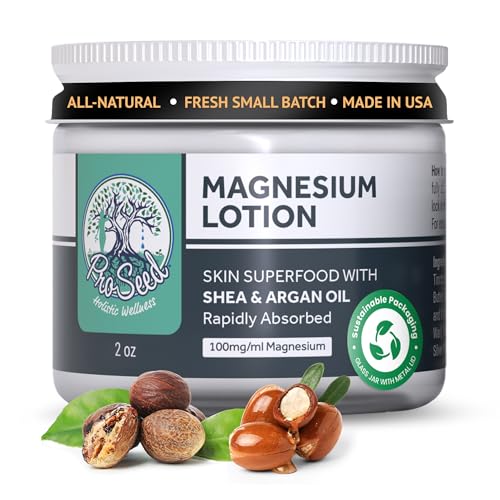 ProSeed Handmade All-Natural Magnesium Lotion – Vegan, 2250mg/oz Formula – Soothing Bedtime Body Rub for Kids, Toddlers & Pregnant Women – Butter & Oil Blend (2oz)