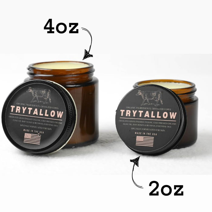 Beef Tallow Honey Balm - Grass-Fed Organic Face Cream with Honey & Olive Oil, for Eczema, Rosacea, Baby, Acne (4 oz)