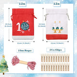 GWHOLE 2024 Advent Calendar Fill Your Own Christmas Drawstring Bags with Countdown Stickers Printed 24Pcs