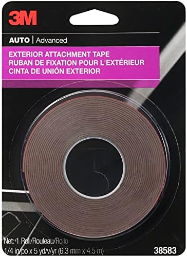 3M Exterior Attachment Tape, Ideal for Moldings, Emblems and Trim, 1/4 in width x 5 yards in length, 1 roll