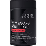 Sports Research Antarctic Krill Oil 2000mg Softgels - Burpless Omega 3 Supplement with Astaxanthin, Phospholipids & Choline - MSC Certified Sustainable & Gluten Free - 60 Count