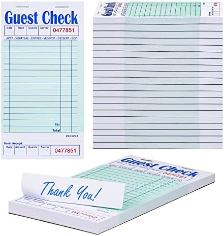 Methdic Guest Checks Server Note Pads 1000 Orders Waitress Notepad for Restaurants (20 Books)