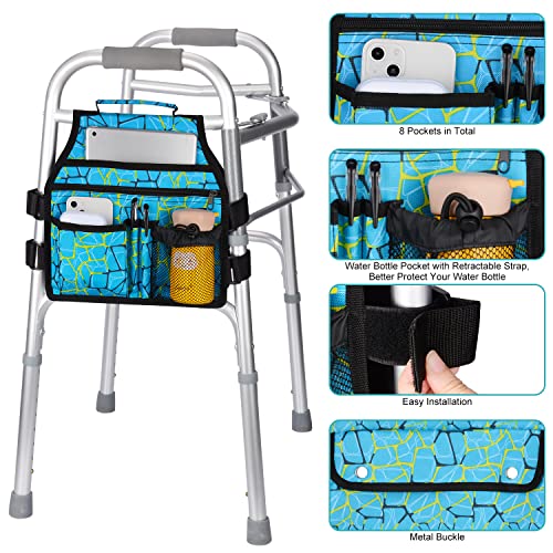 supregear Side Walker Bag, Walker Accessories Bag w/Cup Holder, Folding Walker Basket Waterproof Walker Organizer Caddy Pouch for Most Walker with Side Bar for Seniors, Elderly, Double Sided