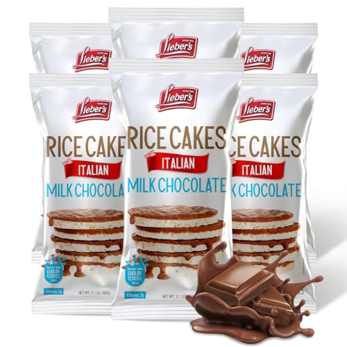 LIEBERS Milk Chocolate Rice Cakes, Kosher Certified Dairy, Gluten Free Snack (pack of 6) (Italian Milk Chocolate)