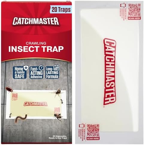 Catchmaster Crawling Insect Trap XL Giant Glue Traps 20-PK, Adhesive Bug Catcher, Spider, Cricket, Ant & Roach Traps for Home, Bulk Insect Killer Glue Boards for House & Garage, Pet Safe Pest Control